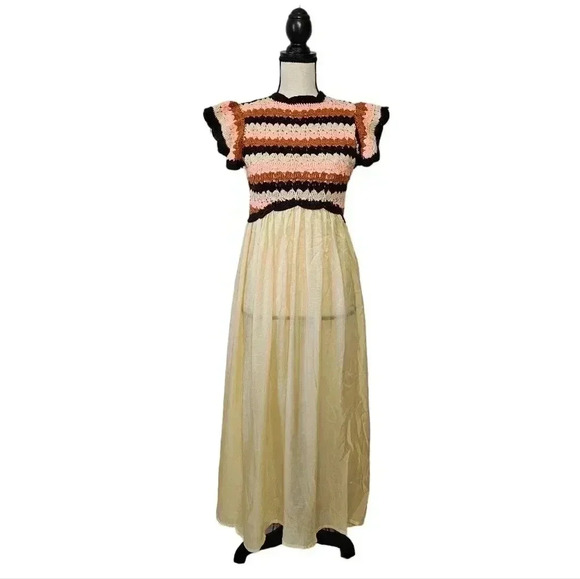 Hannah Artwear Crochet Maxi Leda Harriet Silk Dress - Picture 1 of 15